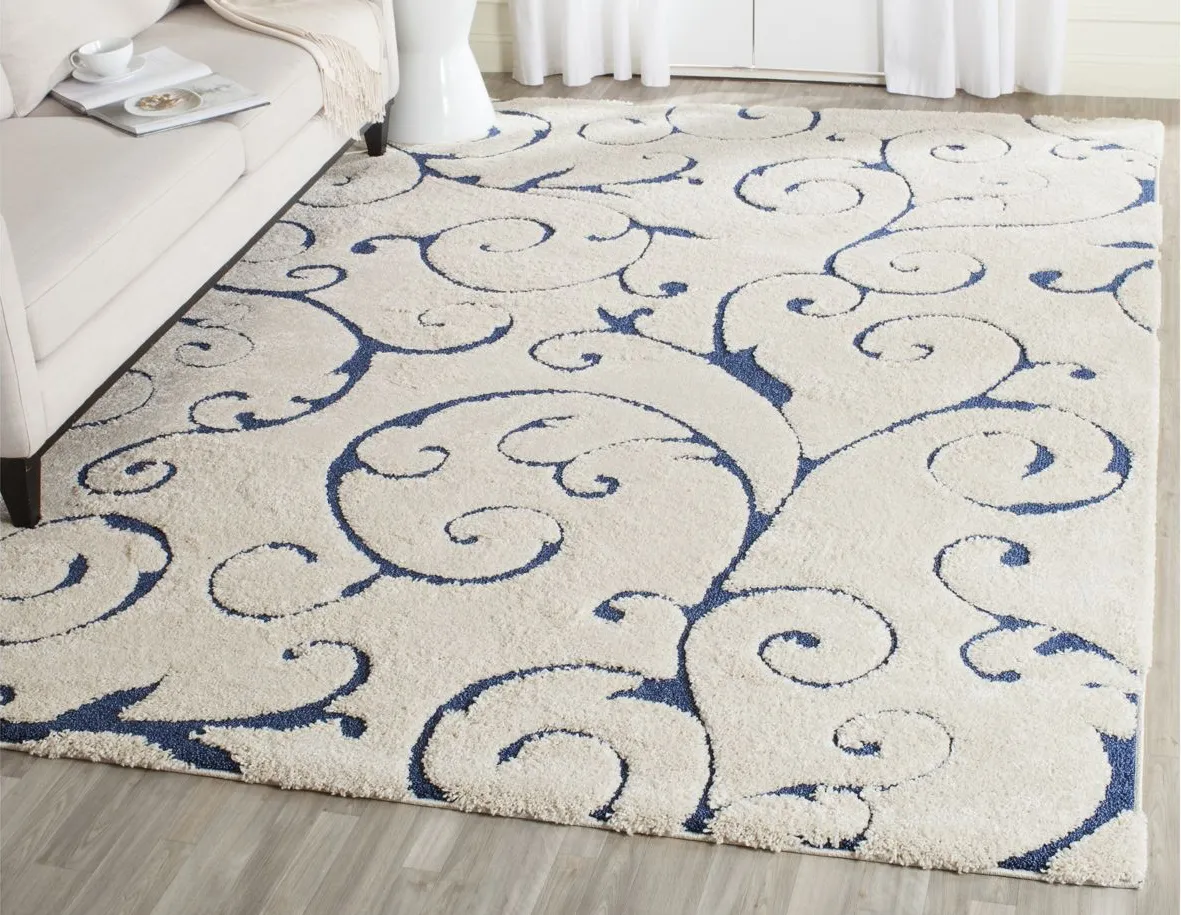 Florida Shag Area Rug in Cream/Blue by Safavieh