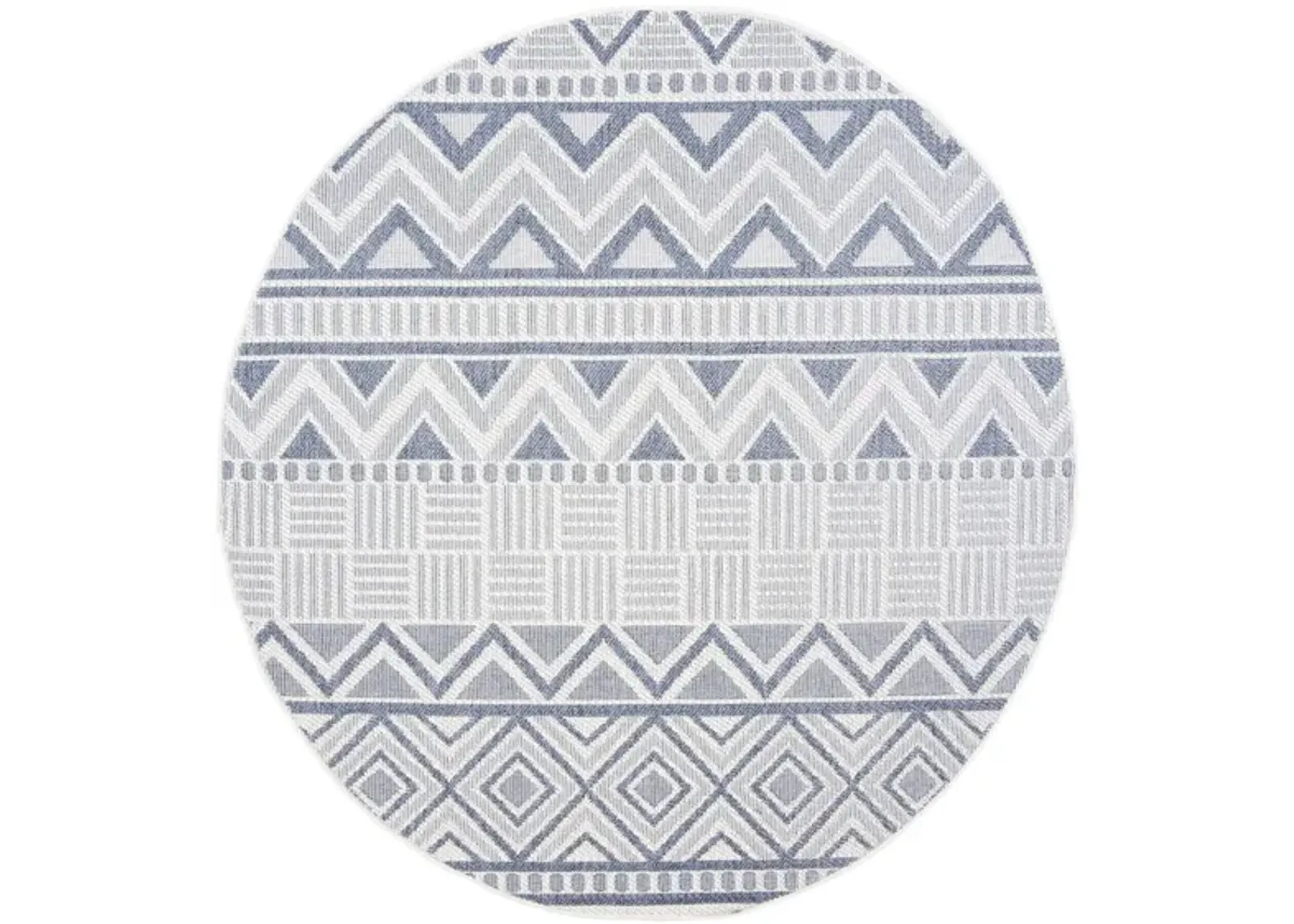 Bermuda Geometric Indoor/Outdoor Round Area Rug in Cream & Navy by Safavieh