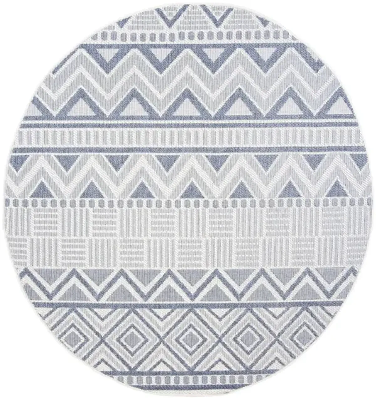 Bermuda Geometric Indoor/Outdoor Round Area Rug in Cream & Navy by Safavieh