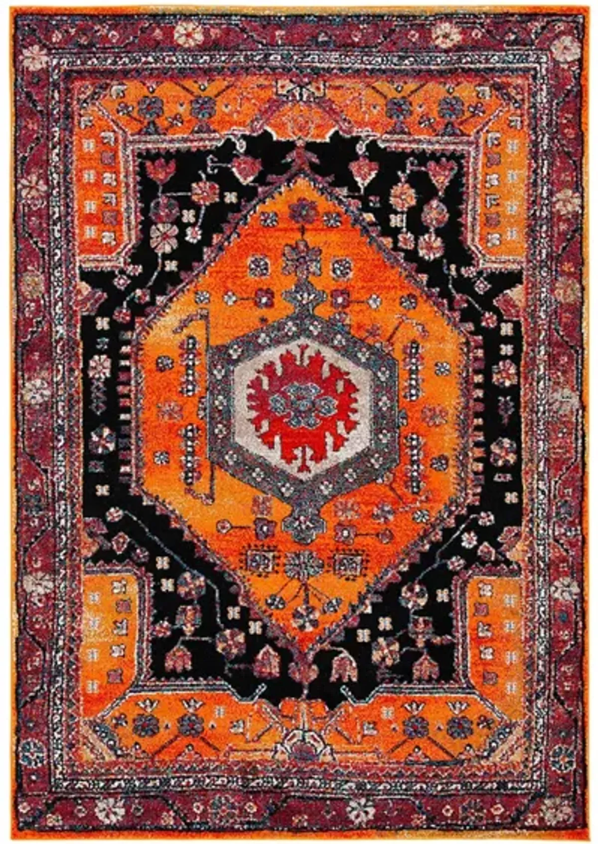 Hamadan Orange Area Rug in Orange & Black by Safavieh