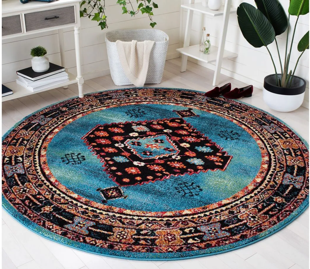 Jahan Azure Area Rug Square in Blue & Black by Safavieh