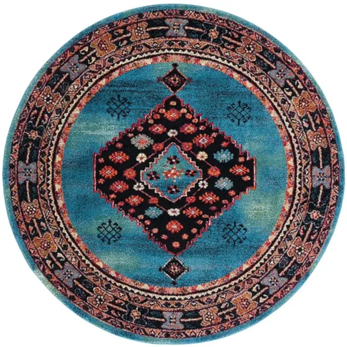 Jahan Azure Area Rug Square in Blue & Black by Safavieh