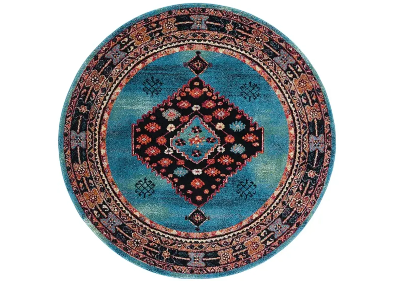 Jahan Azure Area Rug Square in Blue & Black by Safavieh