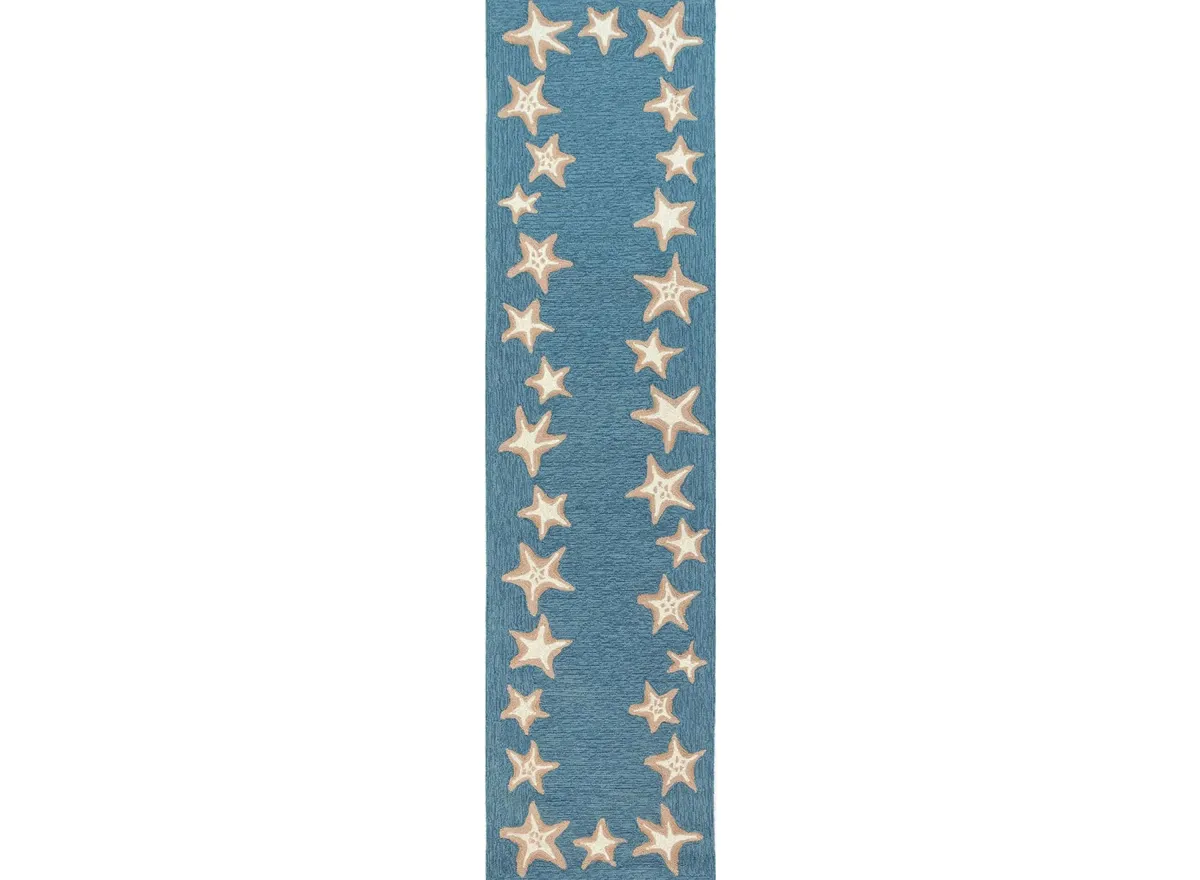 Starfish Border Indoor/Outdoor Area Rug in Aqua by Trans-Ocean Import Co Inc