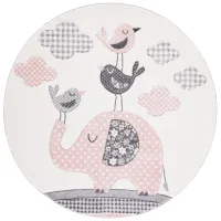 Carousel Elephant Kids Area Rug Round in Pink & Ivory by Safavieh