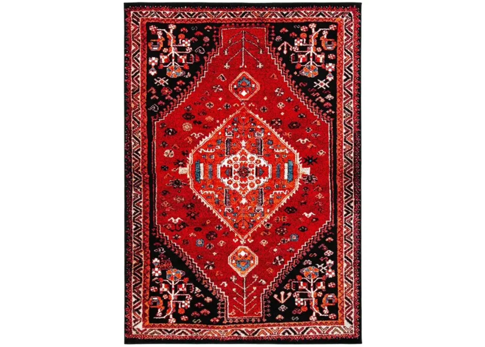 Vintage Hamadan Red Area Rug in Red & Black by Safavieh