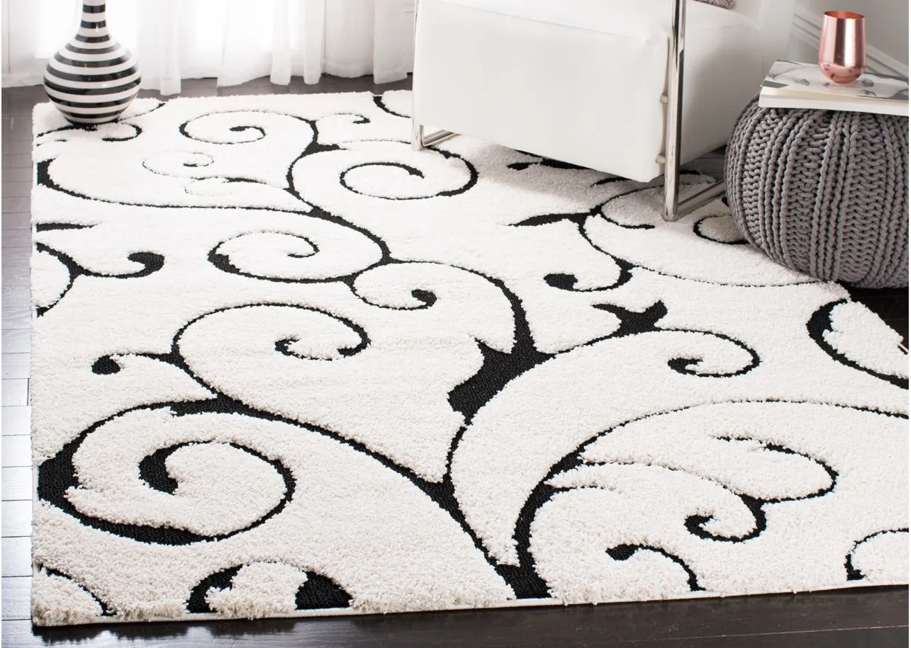 Florida Shag Area Rug in Ivory/Black by Safavieh