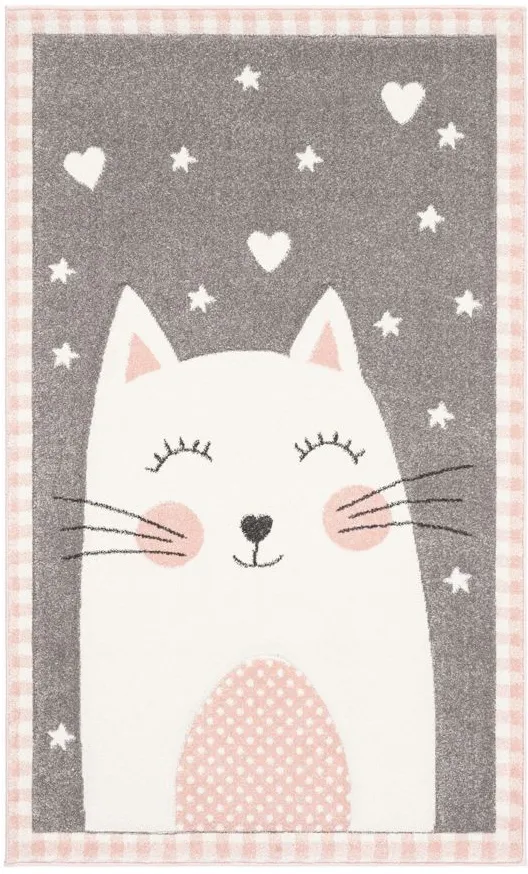 Carousel Kitty Kids Area Rug in Pink & Gray by Safavieh