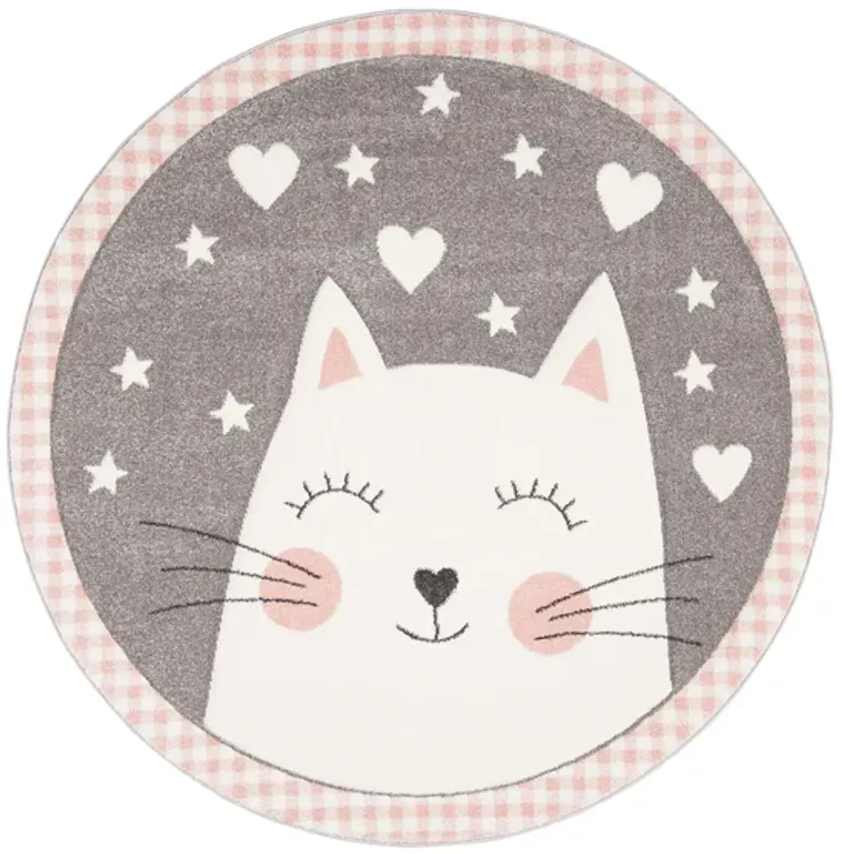 Carousel Kitty Kids Area Rug Round