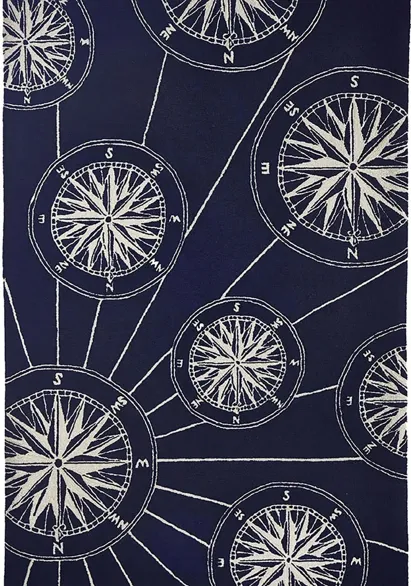 Frontporch Compass Indoor/Outdoor Area Rug in Navy by Trans-Ocean Import Co Inc