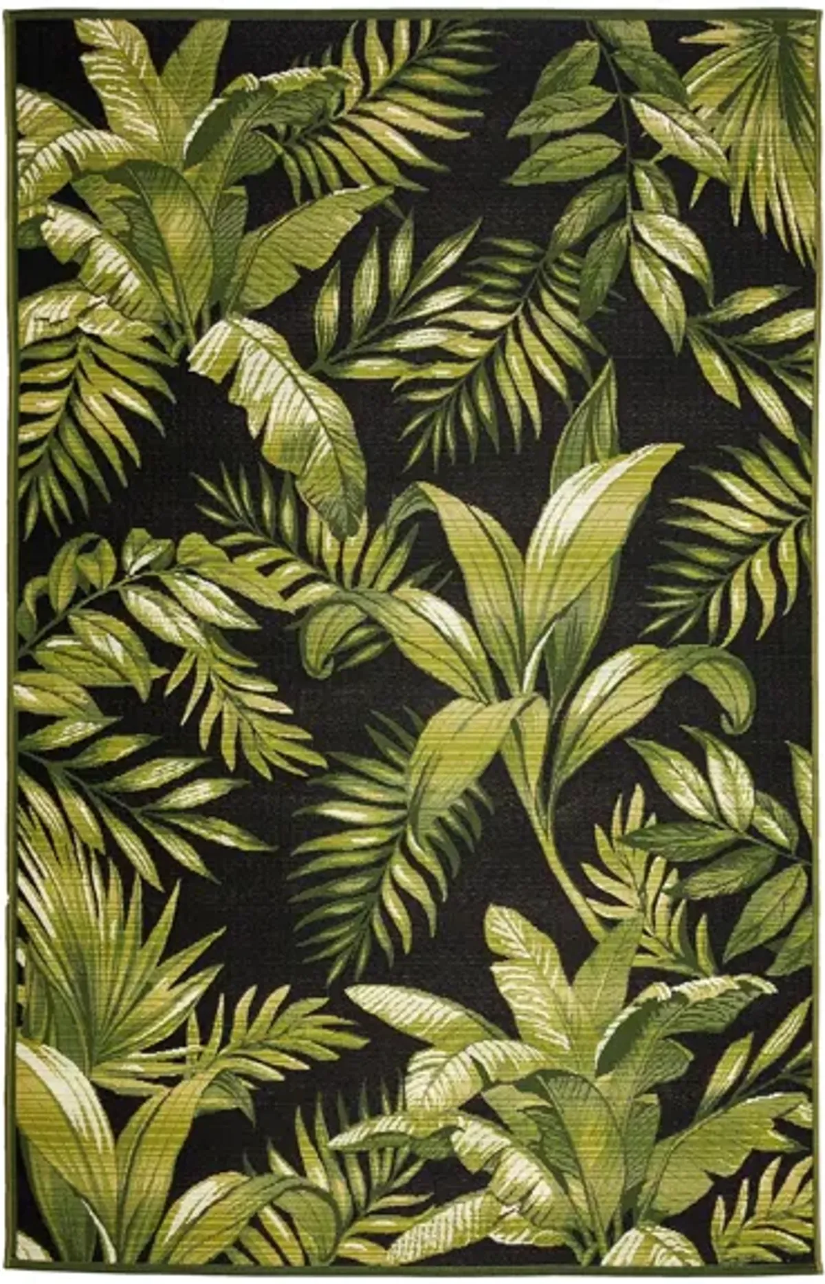 Liora Manne Marina Jungle Leaves Indoor/Outdoor Area Rug in Black by Trans-Ocean Import Co Inc