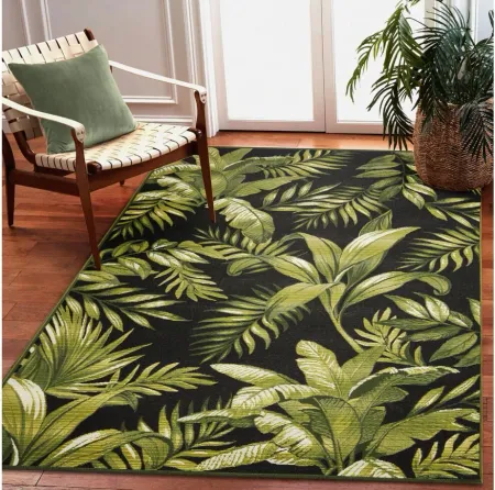 Liora Manne Marina Jungle Leaves Indoor/Outdoor Area Rug in Black by Trans-Ocean Import Co Inc