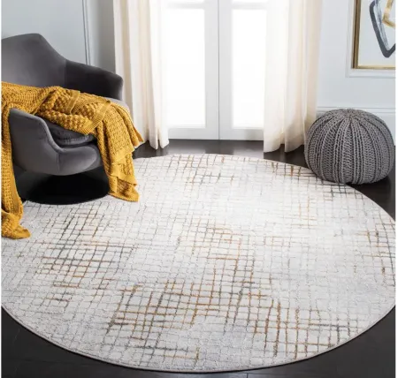 Orchard VI Round Rug in Gray & Gold by Safavieh