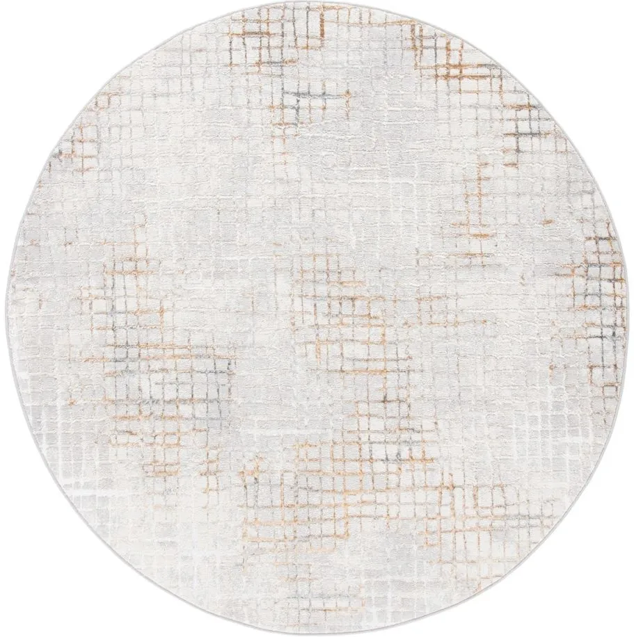 Orchard VI Round Rug in Gray & Gold by Safavieh