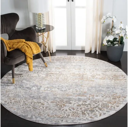 Orchard VII Round Rug in Gray & Gold by Safavieh