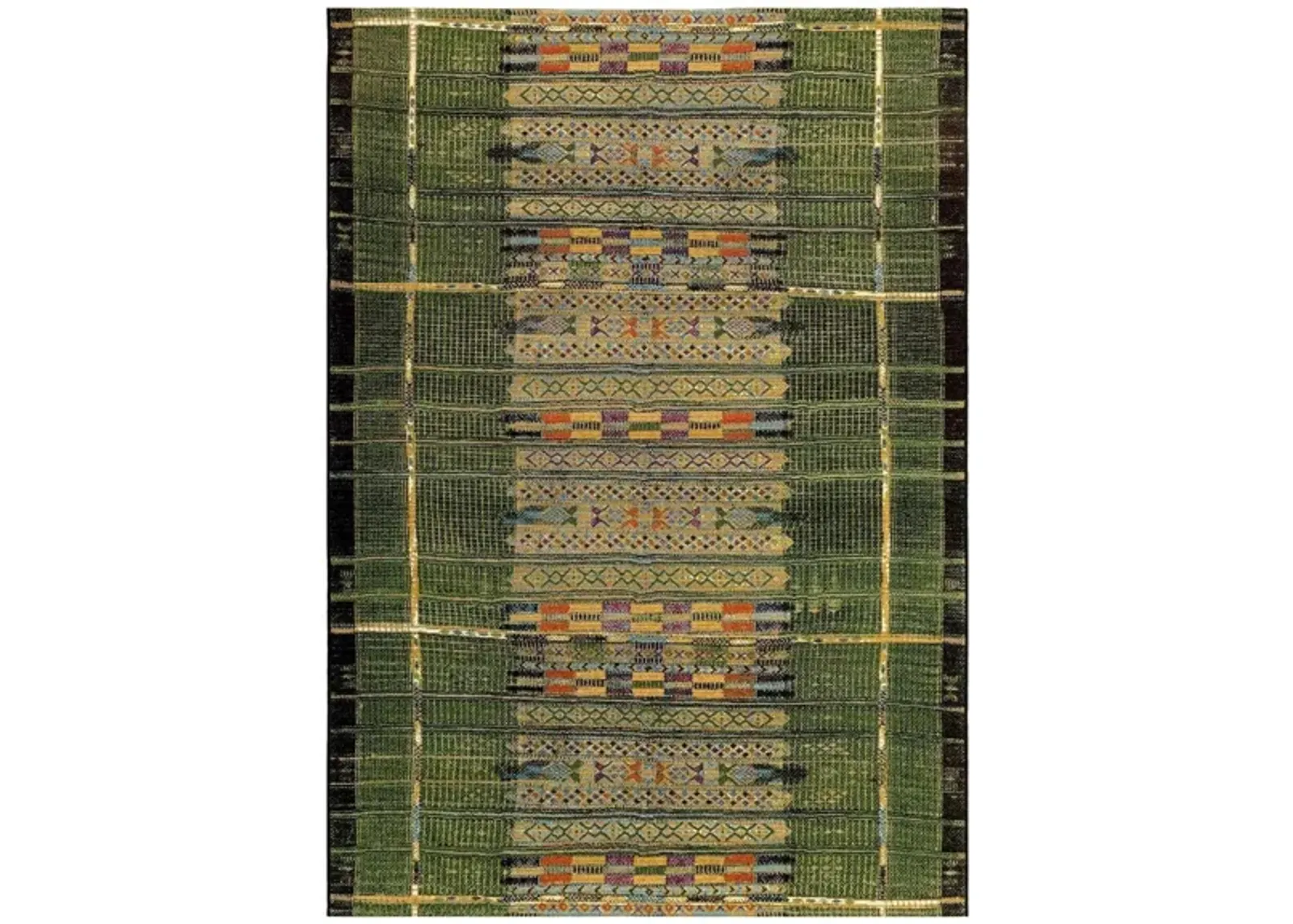 Liora Manne Marina Tribal Stripe Indoor/Outdoor Area Rug in Green by Trans-Ocean Import Co Inc