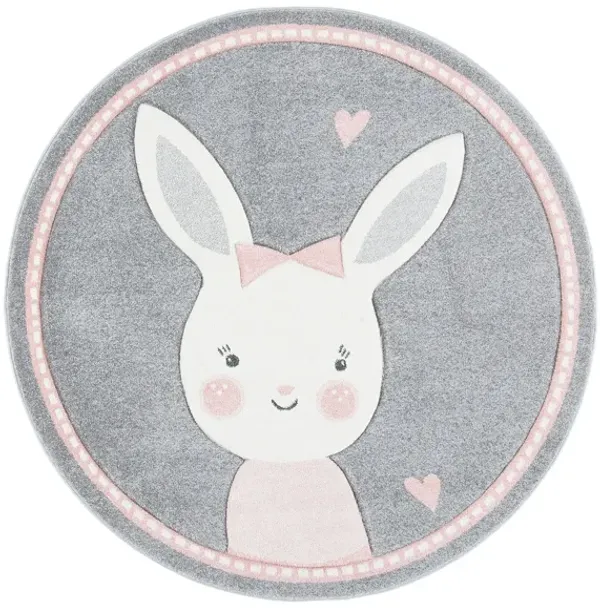 Carousel Bunny Kids Area Rug Round