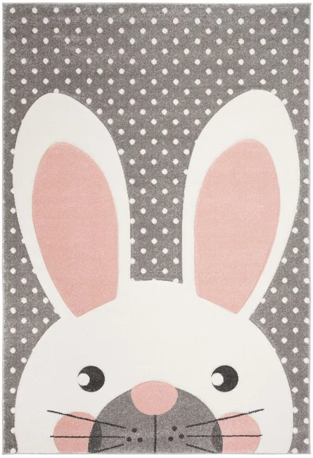 Carousel Rabbit Kids Area Rug in Pink & Gray by Safavieh