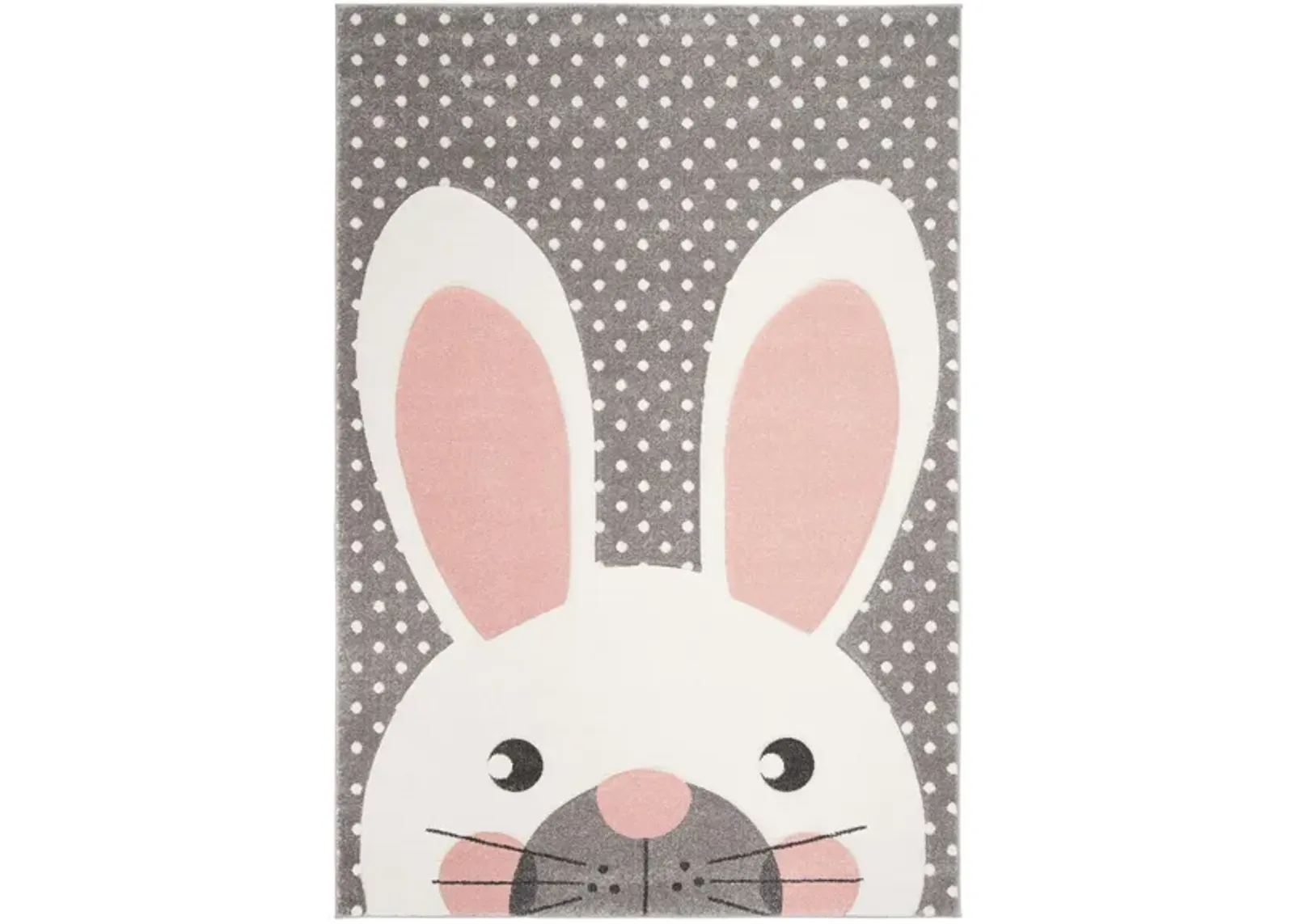 Carousel Rabbit Kids Area Rug in Pink & Gray by Safavieh