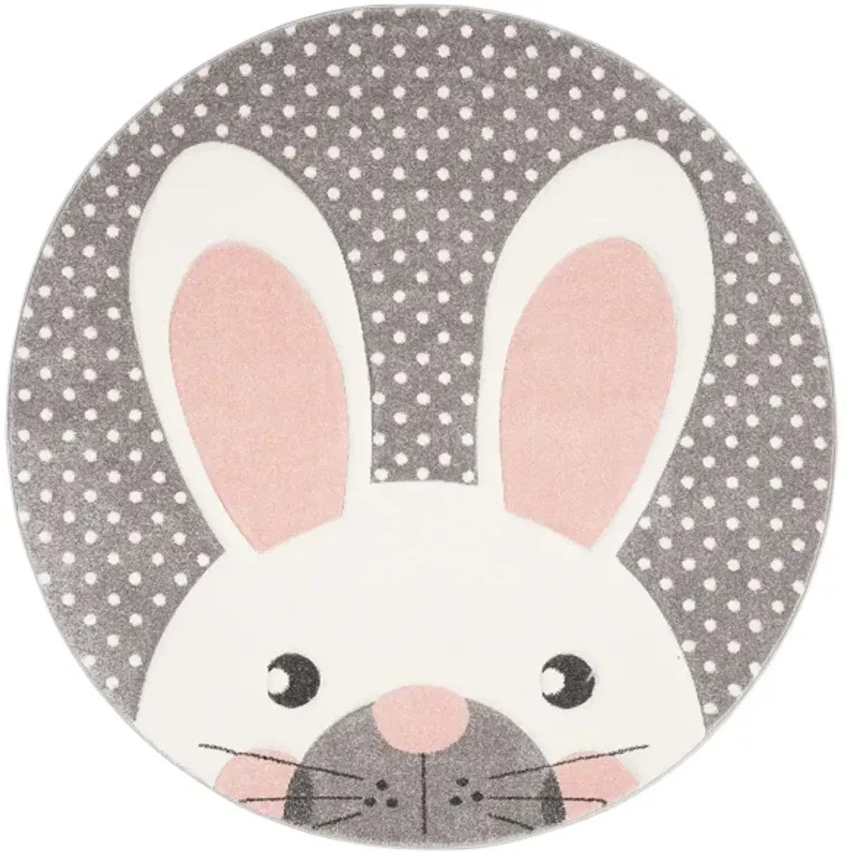 Carousel Rabbit Kids Area Rug Round in Pink & Gray by Safavieh