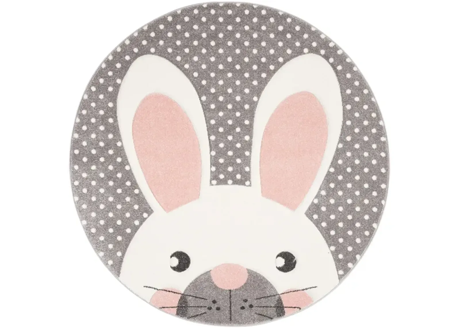 Carousel Rabbit Kids Area Rug Round in Pink & Gray by Safavieh