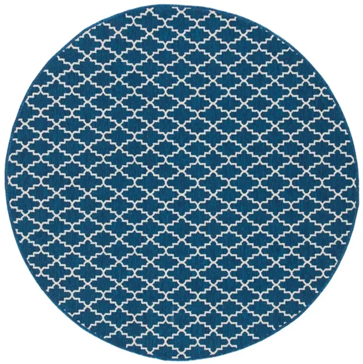 Courtyard Link Indoor/Outdoor Area Rug Round in Navy & Beige by Safavieh