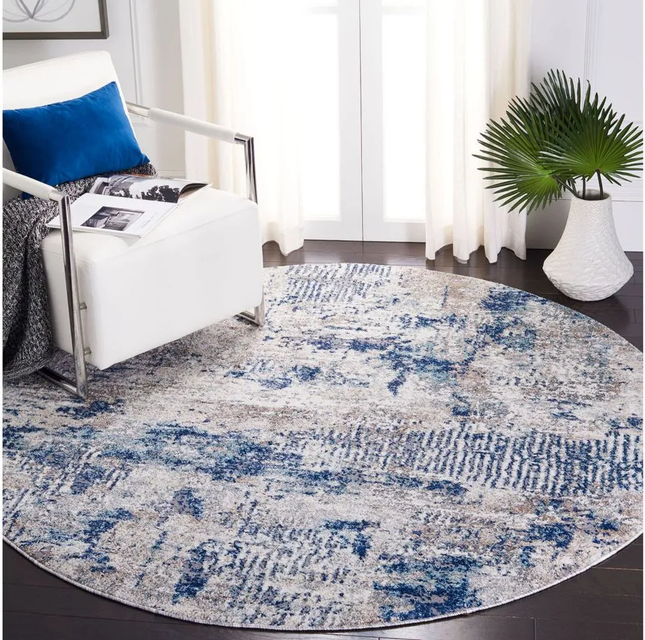 Butler Area Rug Round in Gray & Navy by Safavieh