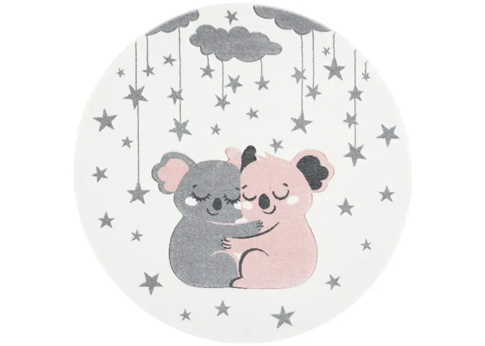 Carousel Koala Kids Area Rug Round in Ivory & Pink by Safavieh