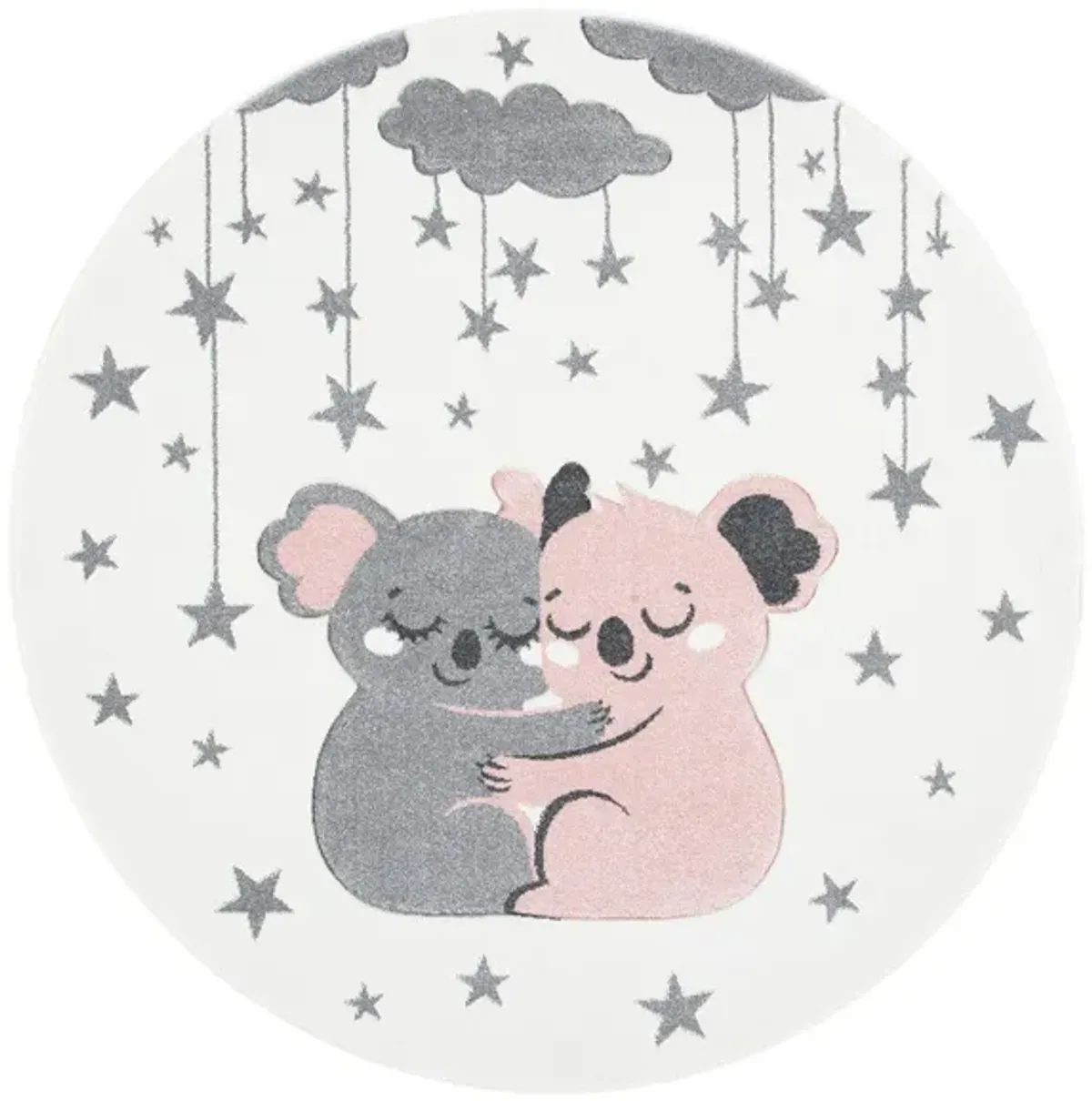 Carousel Koala Kids Area Rug Round in Ivory & Pink by Safavieh