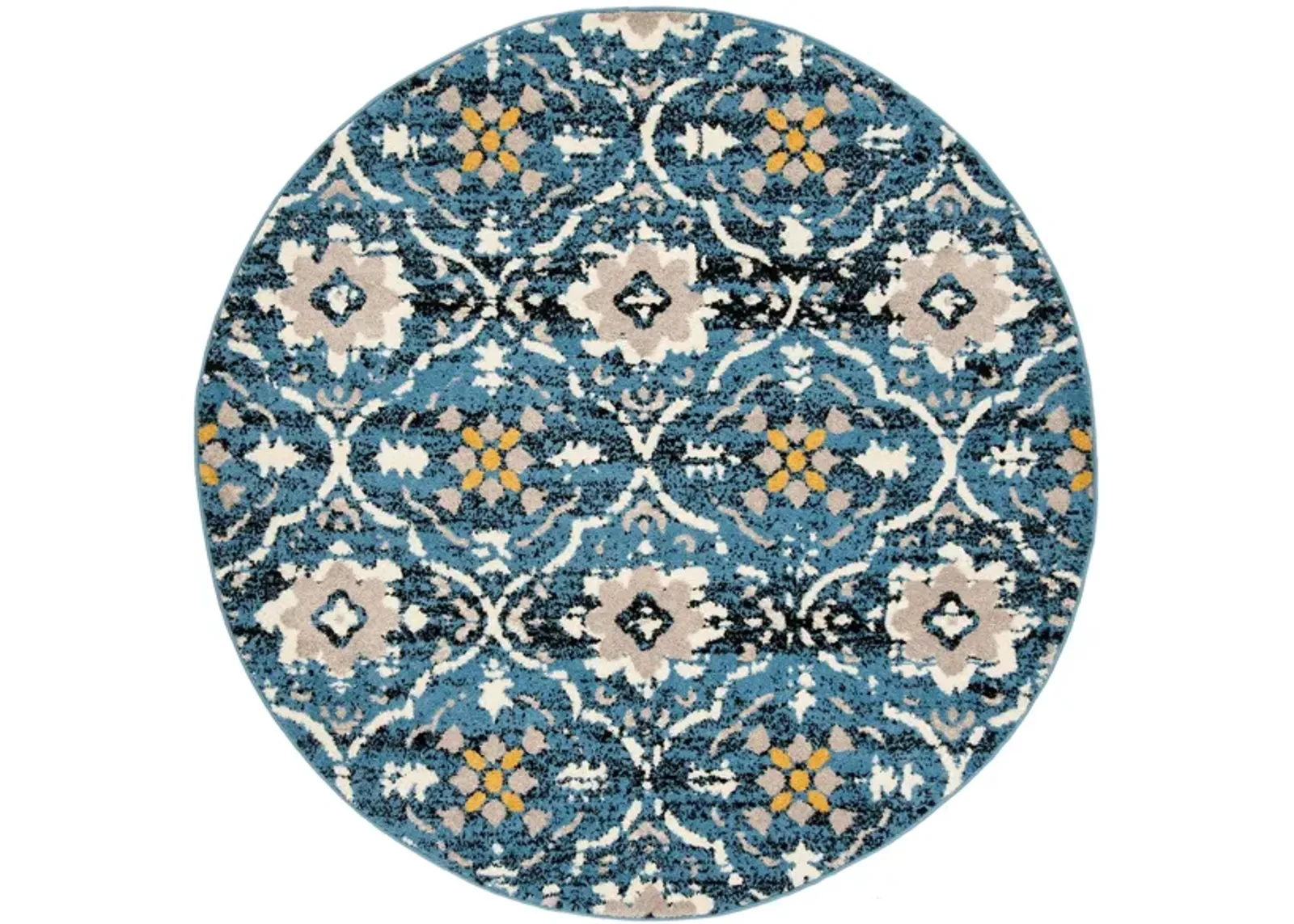 Jutland Area Rug Round in Blue / Cream by Safavieh