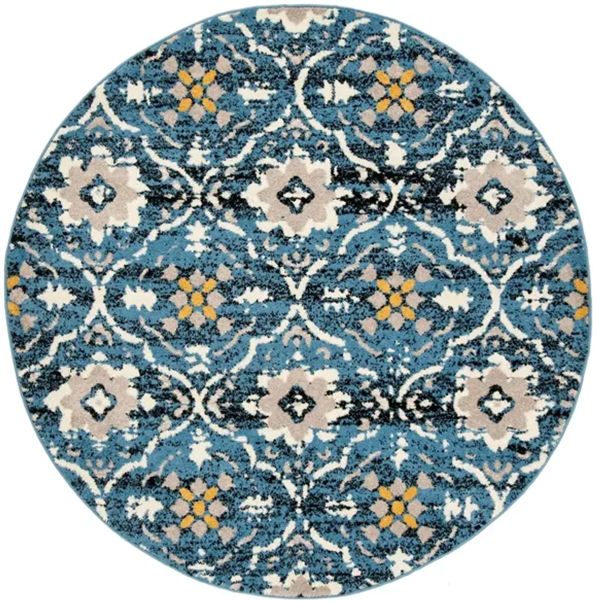 Jutland Area Rug Round in Blue / Cream by Safavieh