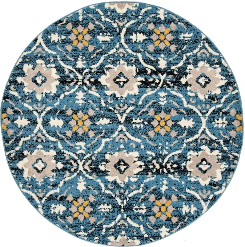 Jutland Area Rug Round in Blue / Cream by Safavieh