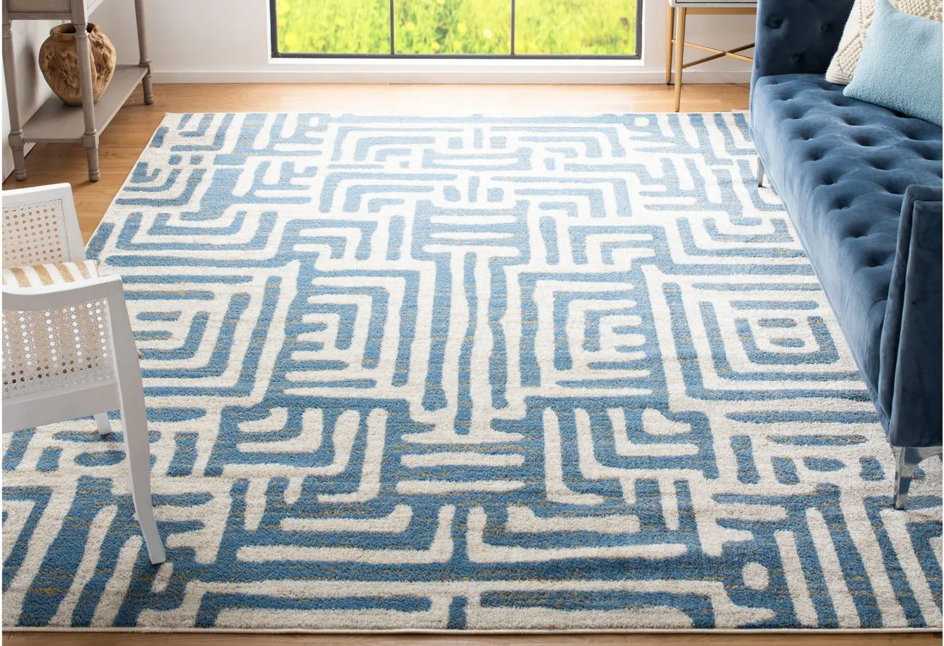 Rhine Blue Area Rug in Ivory / Blue by Safavieh