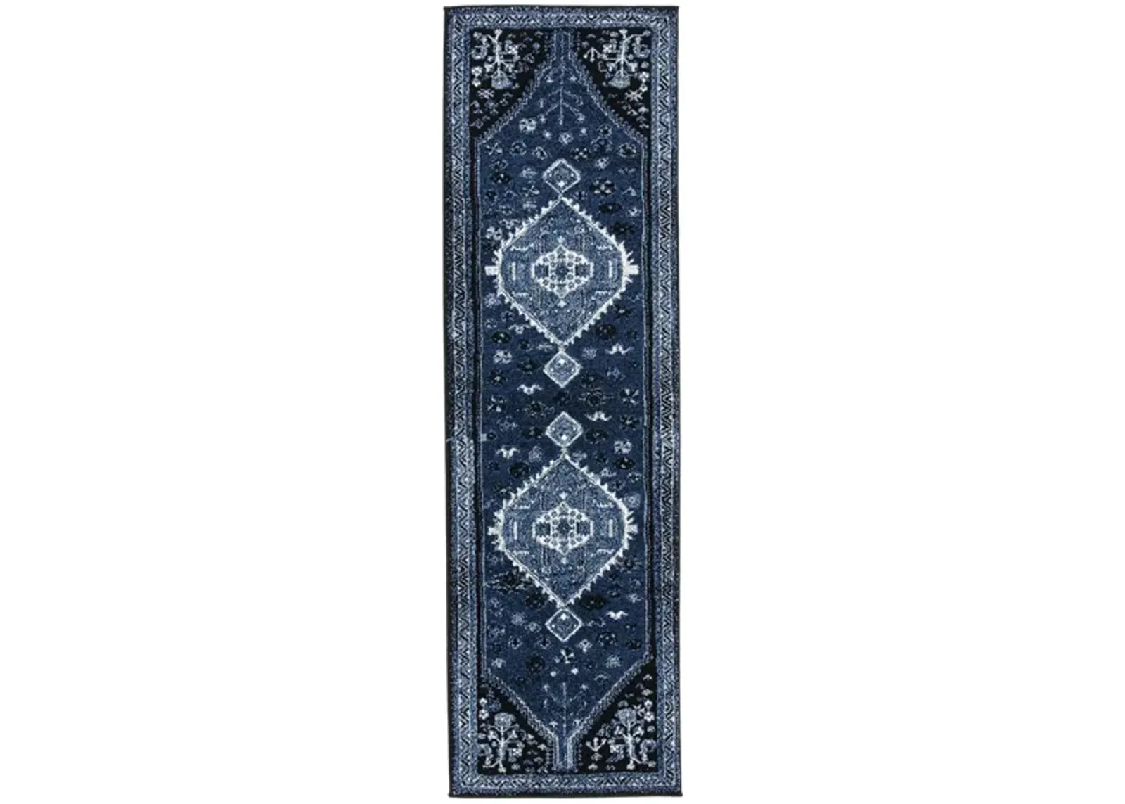 Vintage Hamadan Blue Runner Rug in Blue & Black by Safavieh