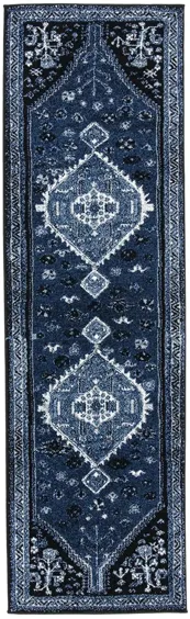 Vintage Hamadan Blue Runner Rug in Blue & Black by Safavieh