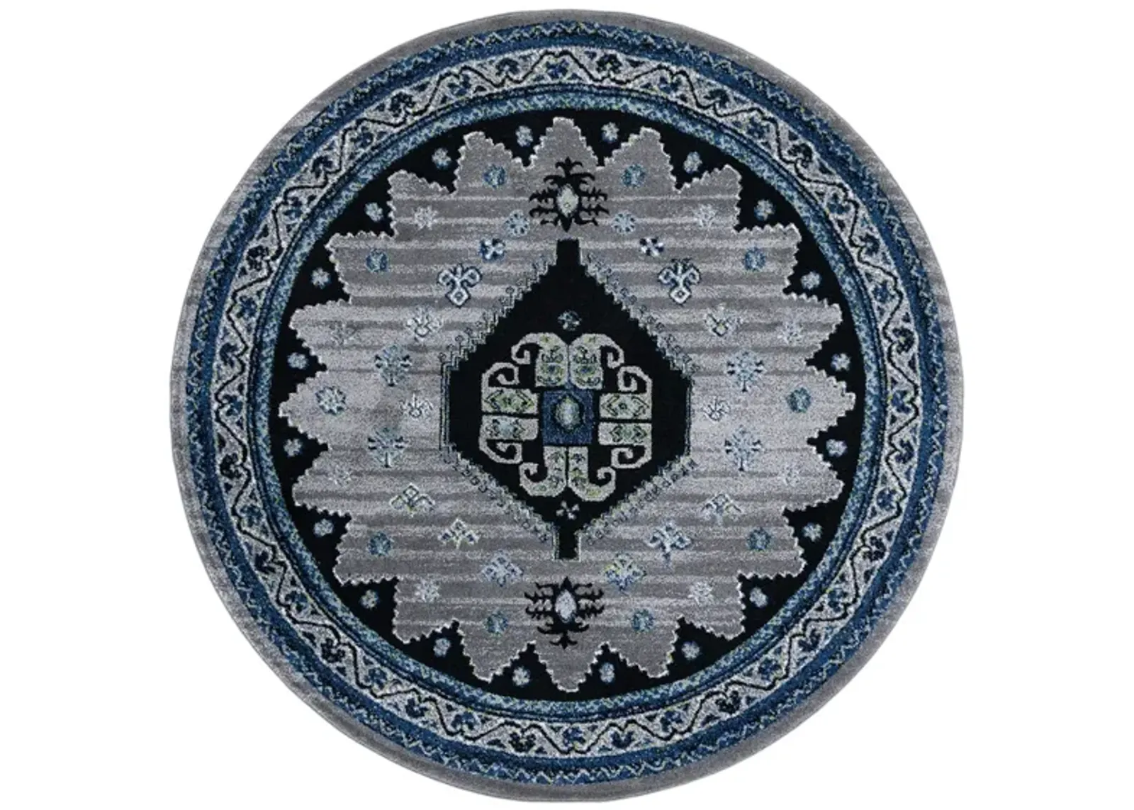 Medes Blue Area Rug Round in Blue & Black by Safavieh