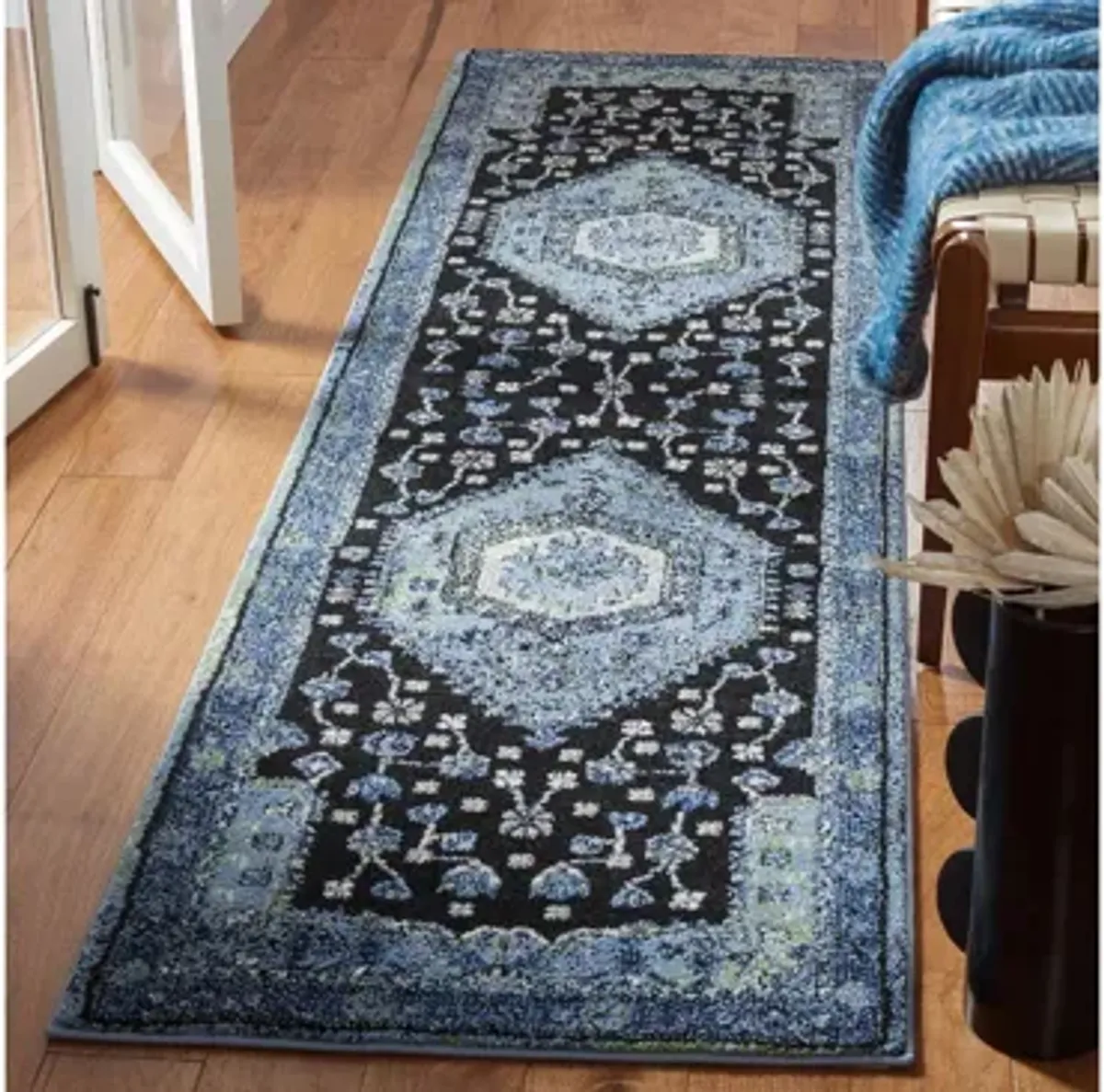 Hamadan Light Blue Runner Rug