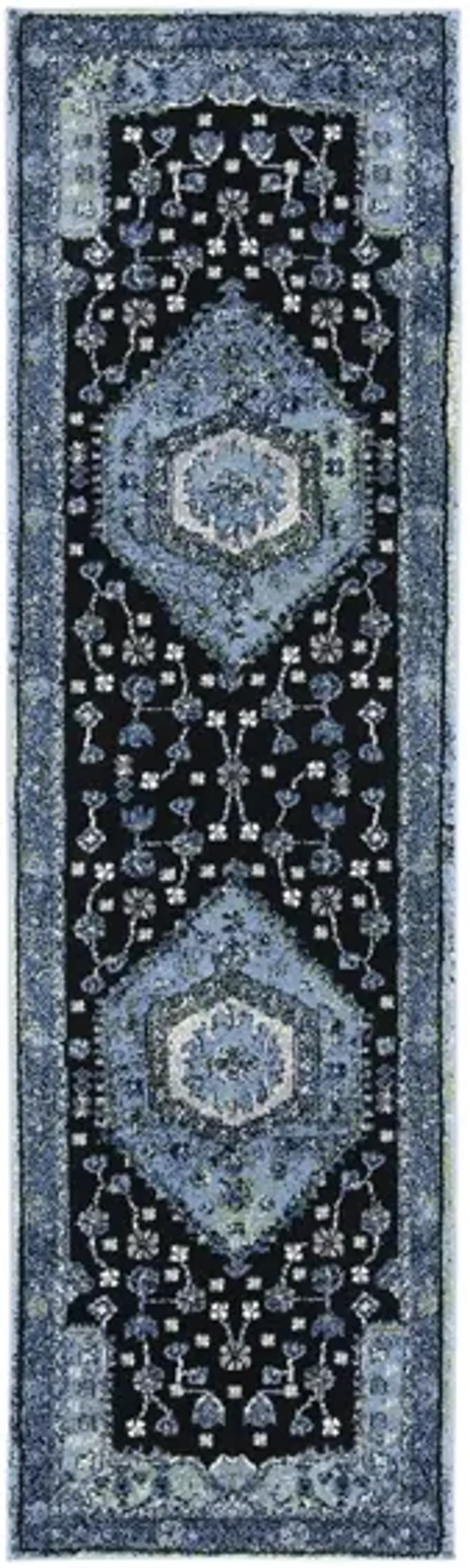 Hamadan Light Blue Runner Rug