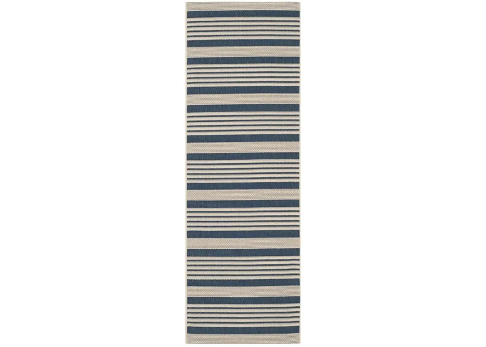 Courtyard Indoor/Outdoor Runner Rug in Navy & Beige by Safavieh