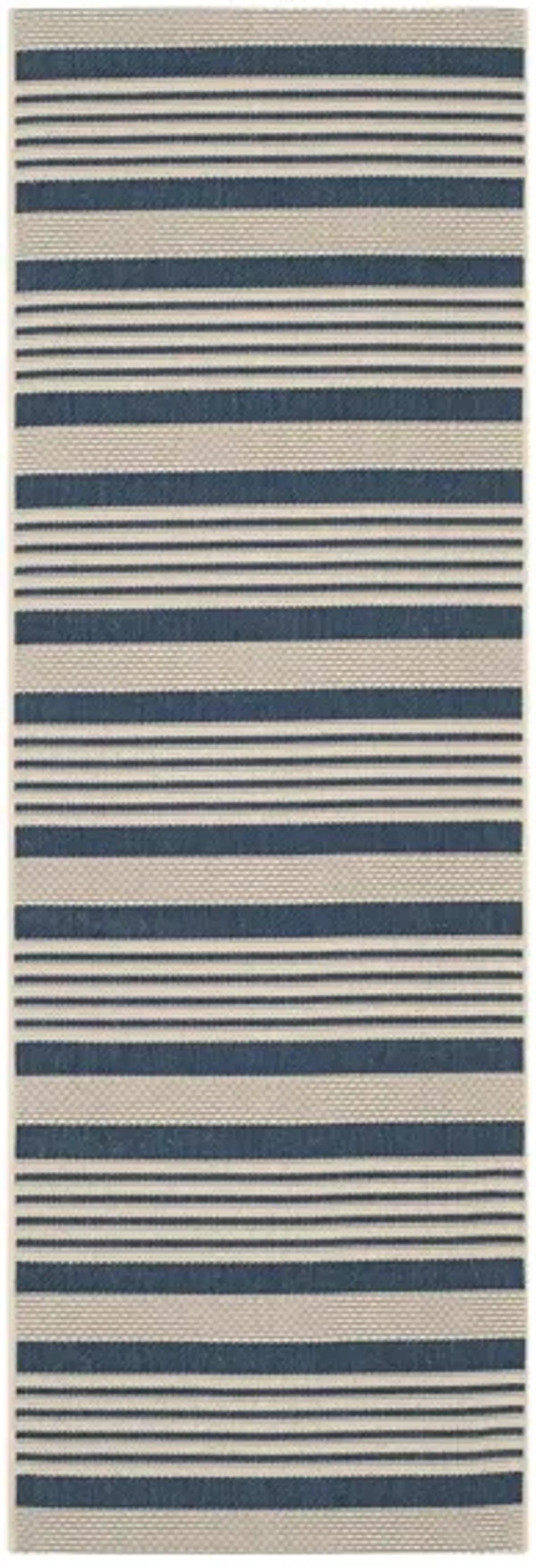 Courtyard Indoor/Outdoor Runner Rug in Navy & Beige by Safavieh