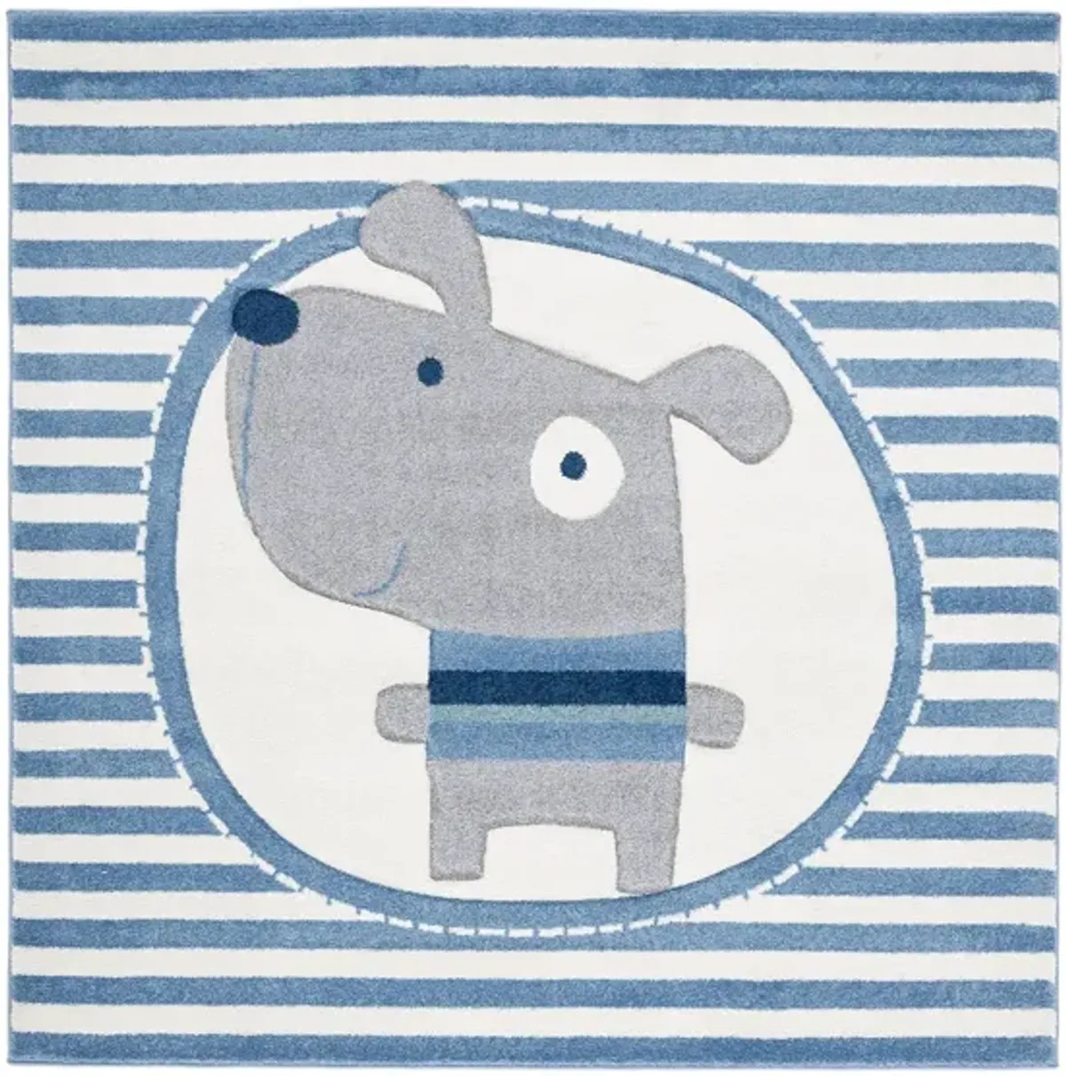 Carousel Puppy Kids Area Rug in Ivory & Blue by Safavieh