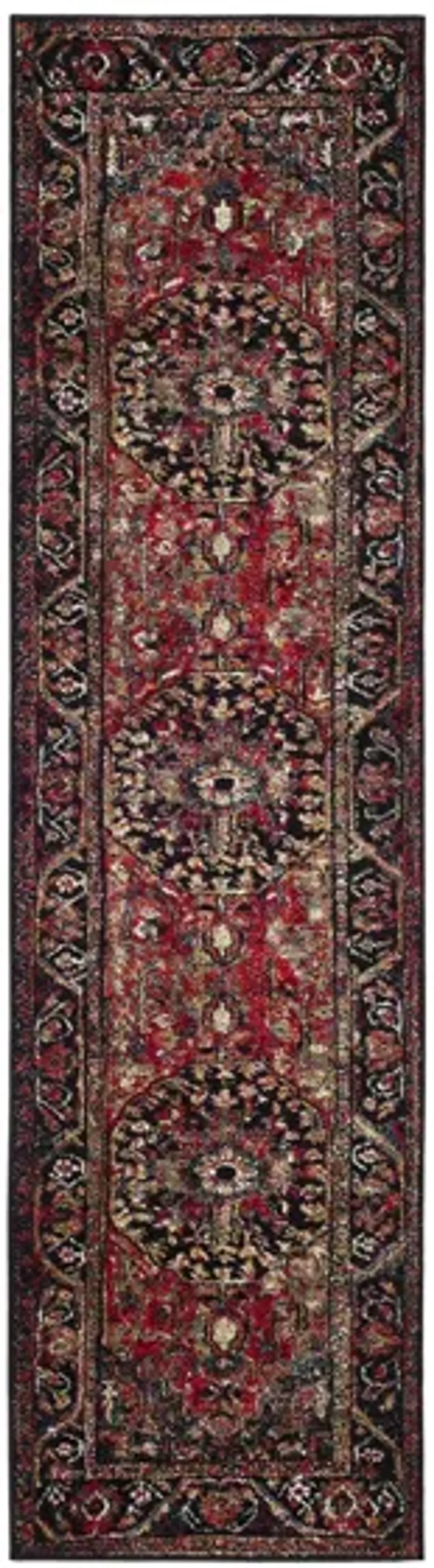 Mordechai Runner Rug in Red & Black by Safavieh