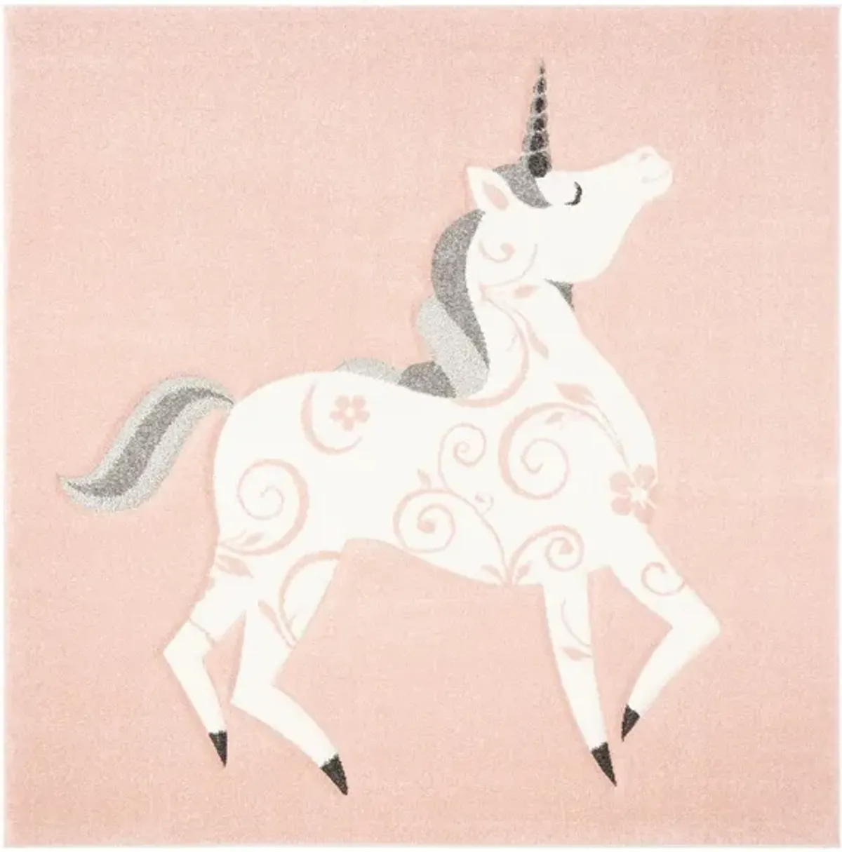 Carousel Unicorn Kids Area Rug in Pink & Ivory by Safavieh