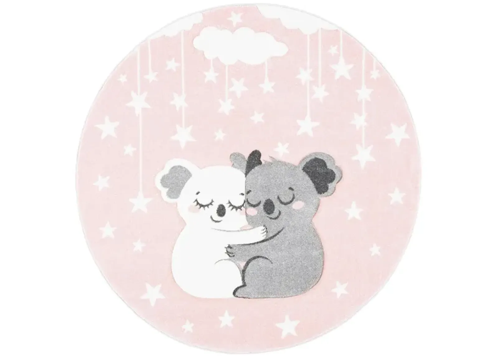 Carousel Koala Kids Area Rug Round in Pink & White by Safavieh