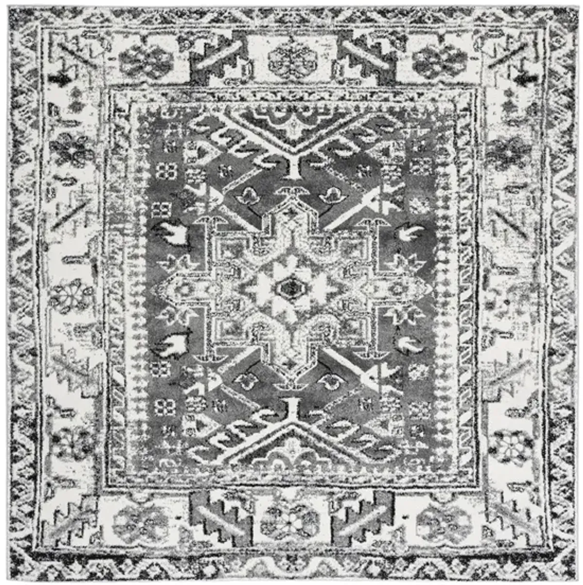 Darius Grey Area Rug Square in Grey & Ivory by Safavieh