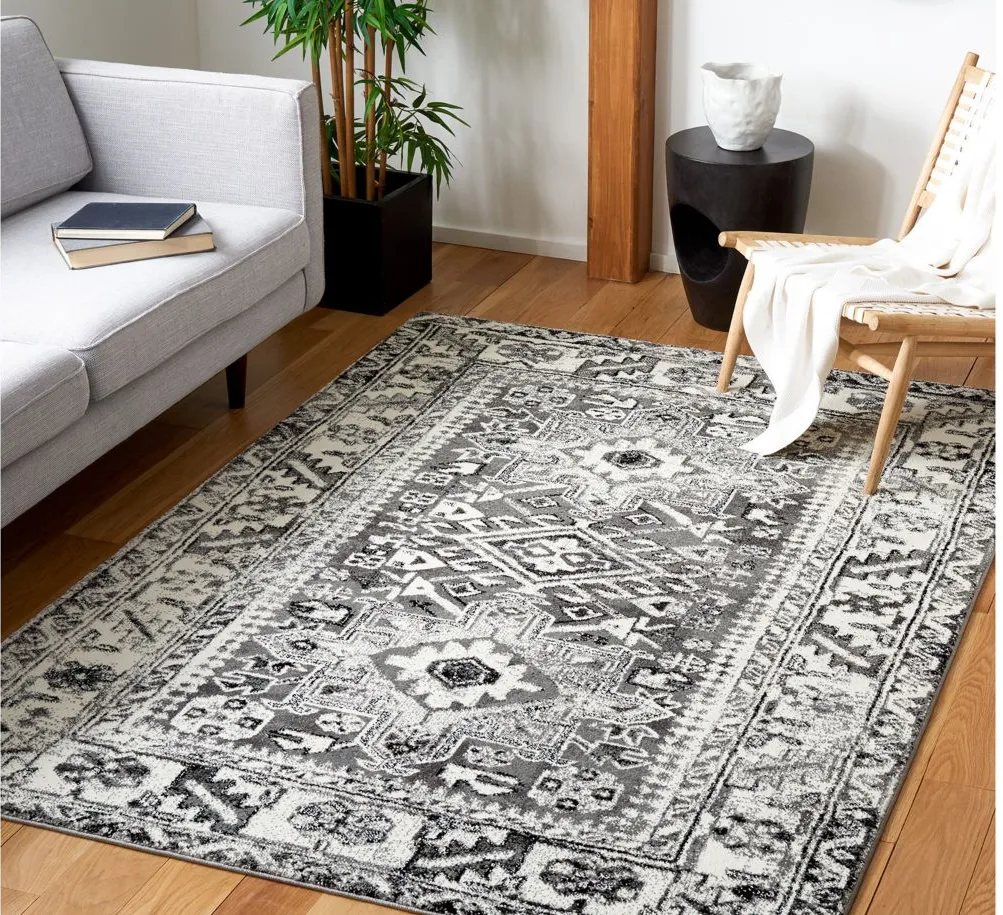 Darius Grey Area Rug Square in Grey & Ivory by Safavieh