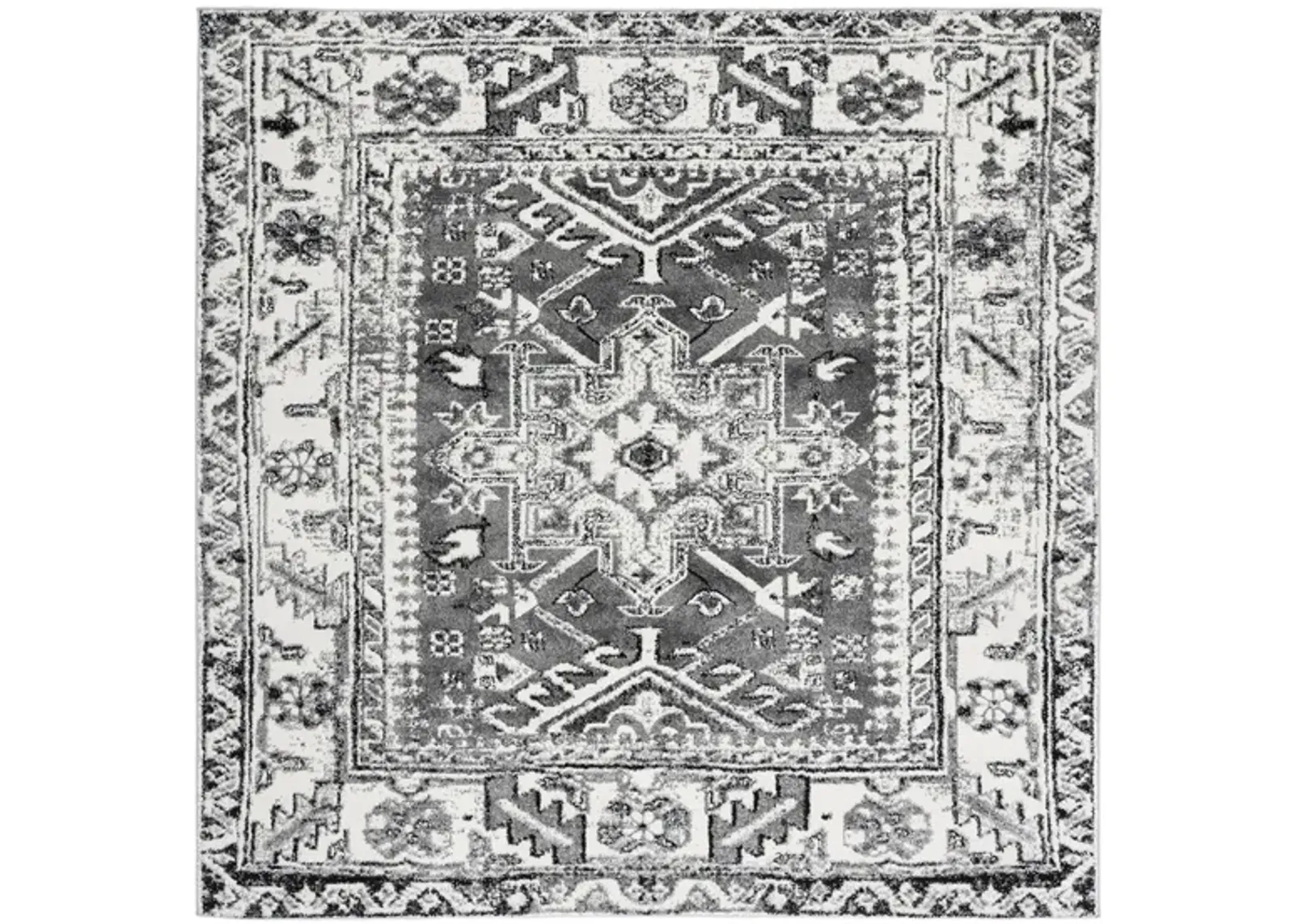 Darius Grey Area Rug Square in Grey & Ivory by Safavieh