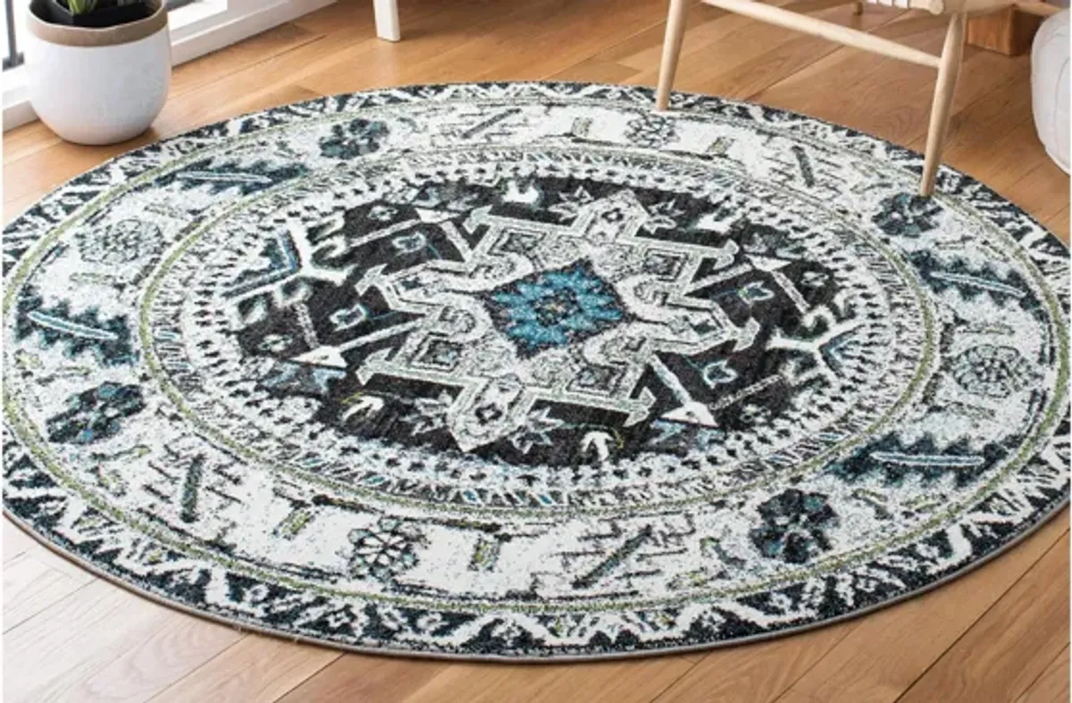 Darius Dark Grey Area Rug Round