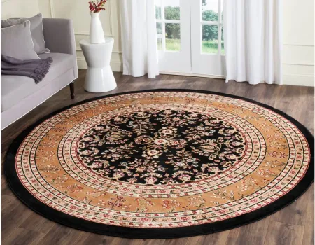 Anglia Area Rug Round in Black / Tan by Safavieh