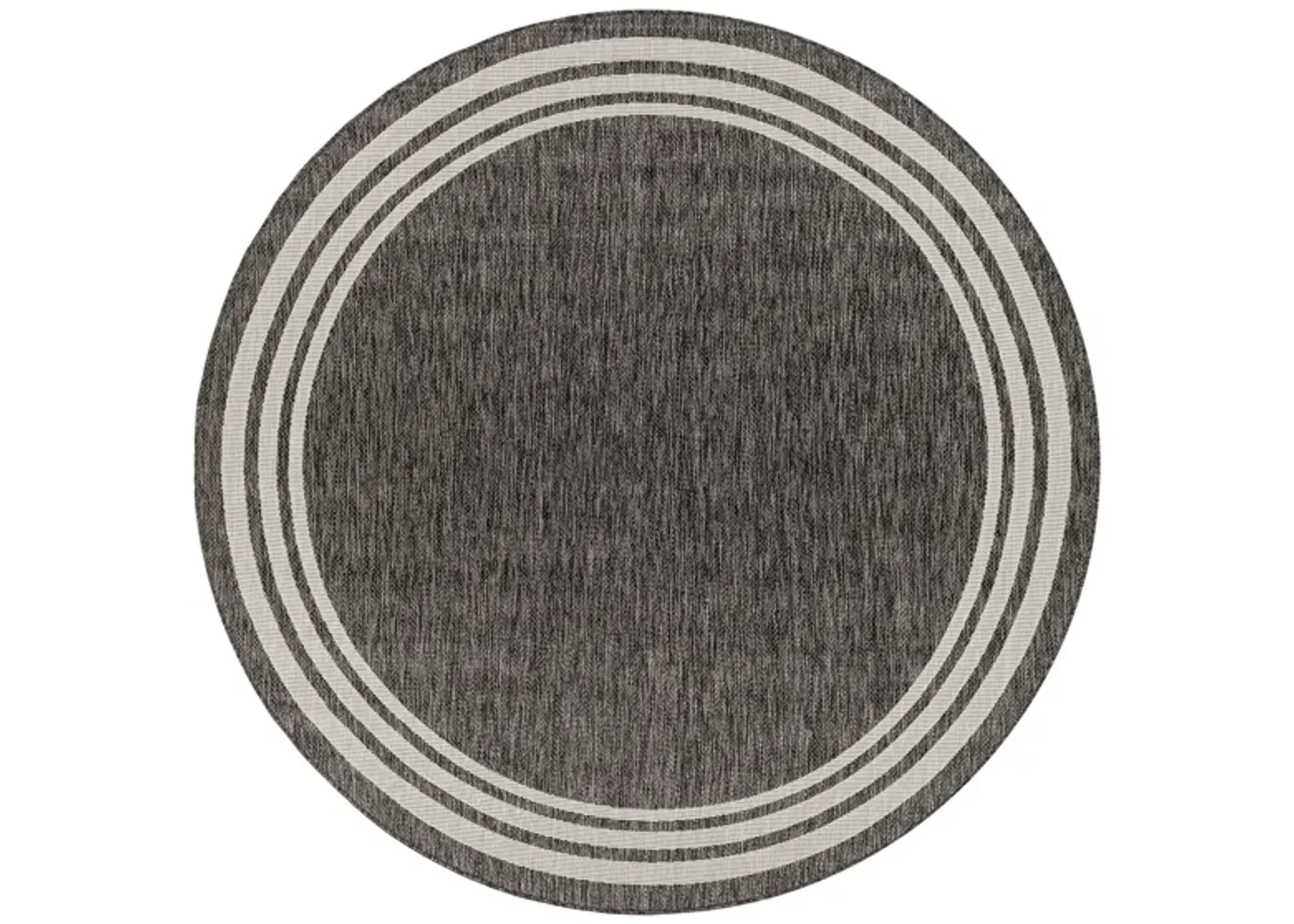 Eagean Bordered Indoor/Outdoor Area Rug Oval in Charcoal, Cream by Surya